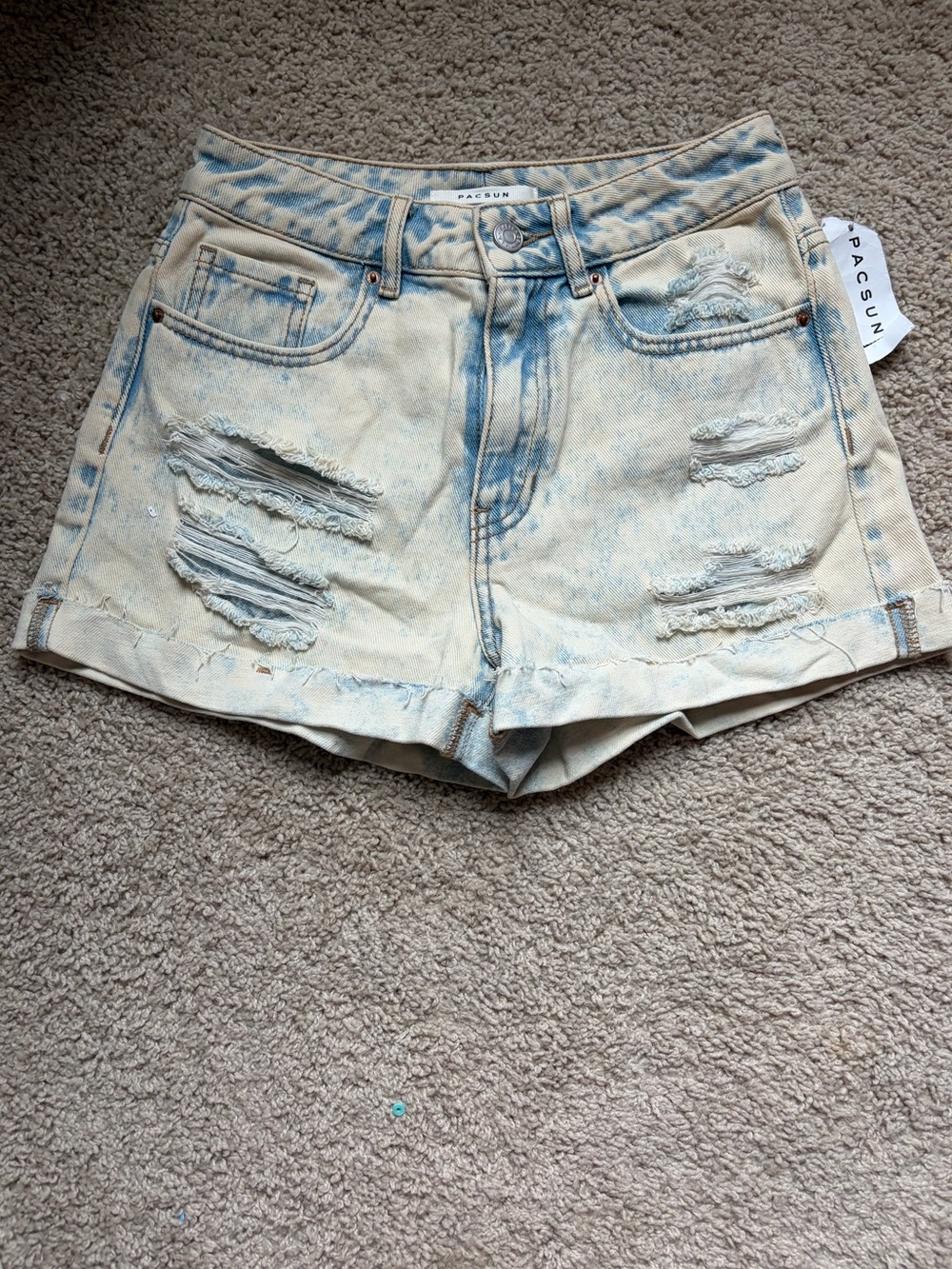 PacSun Light Blue Washed Distressed Denim Shorts